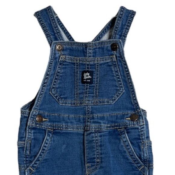Oshkosh B’Gosh Denim Overalls Baby 18M Blue Medium Wash Adjustable Button Straps - Picture 3 of 6